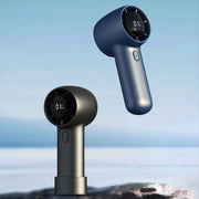 Outdoor Handheld Turbine Digital Display 100-Speed High-Speed Mini Fan, Color: Navy Blue
