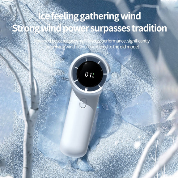 Outdoor Handheld Turbine Digital Display 100-Speed High-Speed Mini Fan, Color: White