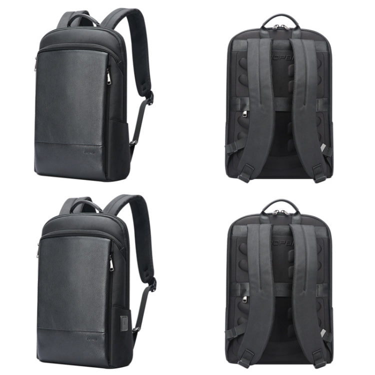 Bopai First-Layer Cowhide Business Commuter Water-resistant And Lightweight Laptop Backpack, Color: Flagship
