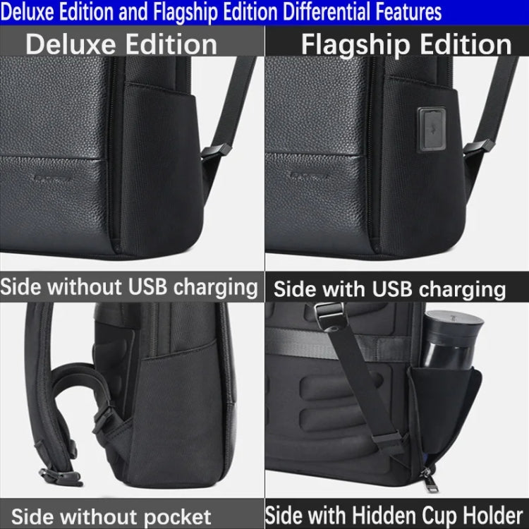 Bopai First-Layer Cowhide Business Commuter Water-resistant And Lightweight Laptop Backpack, Color: Flagship