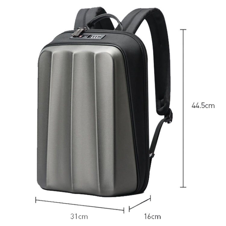 Bopai 61-122579 Large Capacity Hard Shell Password Lock Water-resistant Business Laptop Backpack(Grey)