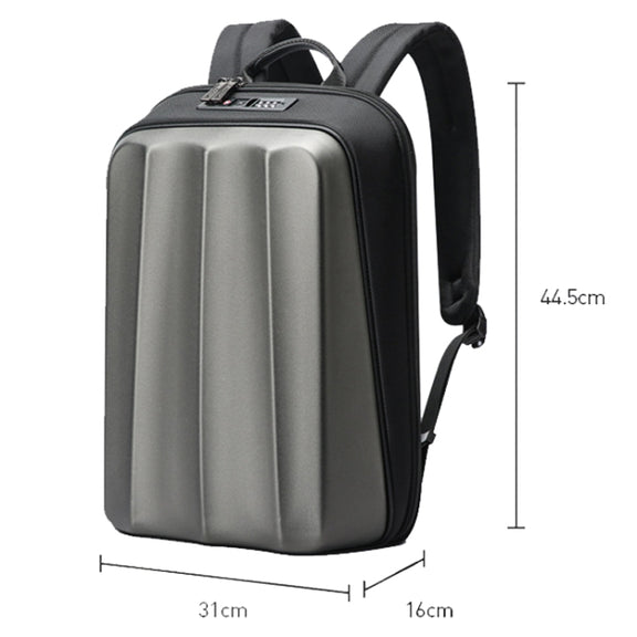 Bopai 61-122579 Large Capacity Hard Shell Password Lock Water-resistant Business Laptop Backpack(Grey)