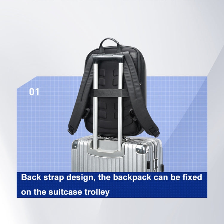 Bopai 61-122579 Large Capacity Hard Shell Password Lock Water-resistant Business Laptop Backpack(Grey)