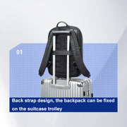 Bopai 61-122579 Large Capacity Hard Shell Password Lock Water-resistant Business Laptop Backpack(Grey)