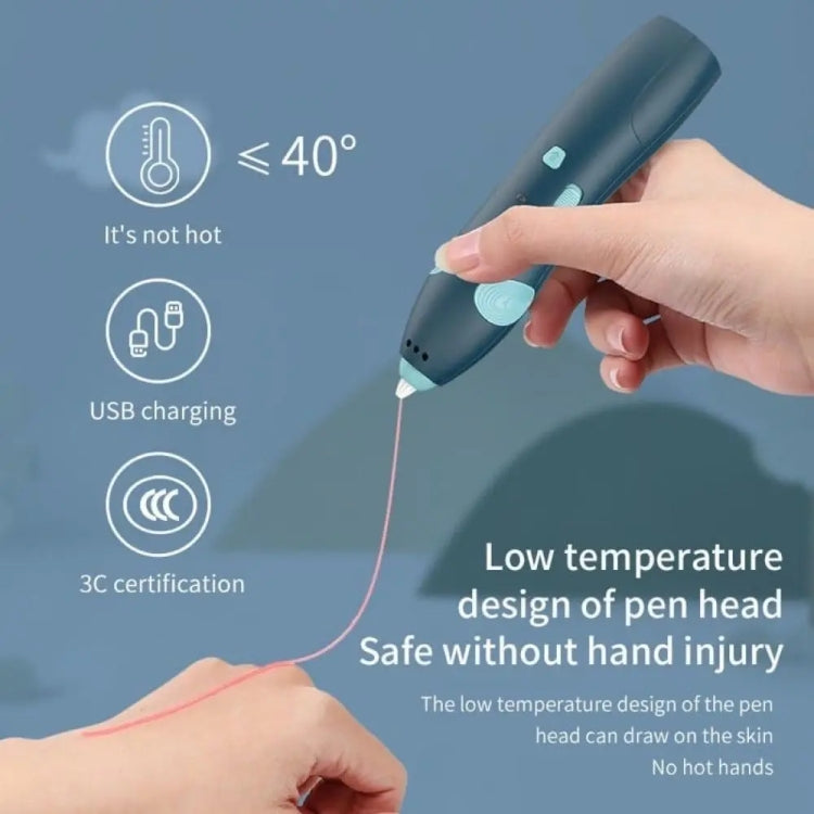 USB Charging Low-Temperature Wireless Graffiti Printing Pen Set Children DIY 3D Painting Pen(Blue)