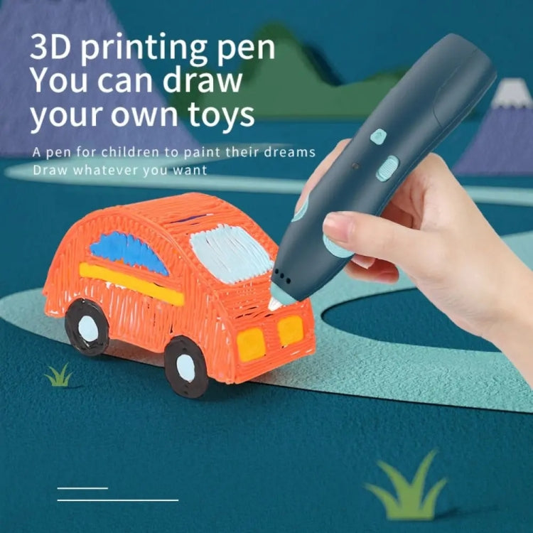USB Charging Low-Temperature Wireless Graffiti Printing Pen Set Children DIY 3D Painting Pen(Light Blue)