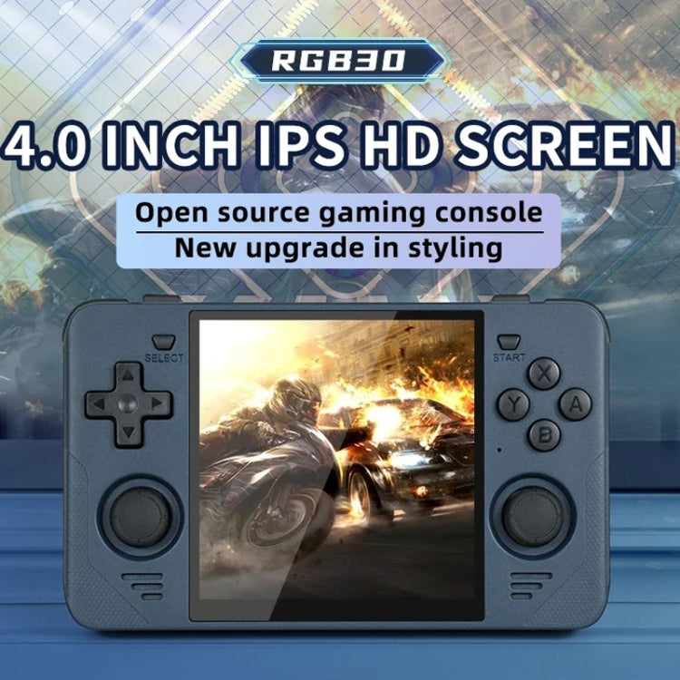 POWKIDDY RGB30  4 Inch IPS Screen Handheld Game Console Built In WIFI＋Bluetooth 16GB+64GB(Black)