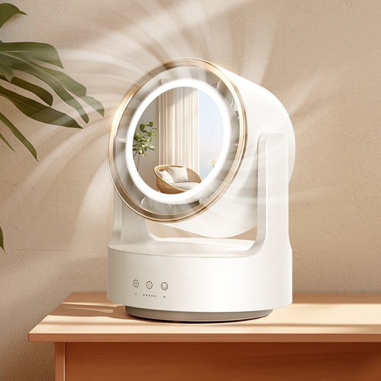 3 In 1 Multifunctional Desktop Fan with LED Light Cosmetic Mirror USB Plug Non-Oscillating