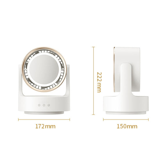 3 In 1 Multifunctional Desktop Fan with LED Light Cosmetic Mirror USB Plug Non-Oscillating