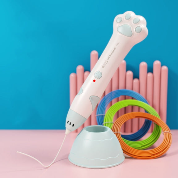 Cat Claw USB Charging Low Temperature 3D Printing Pen Children DIY Graffiti 3D Painting Pen(Mint Green)