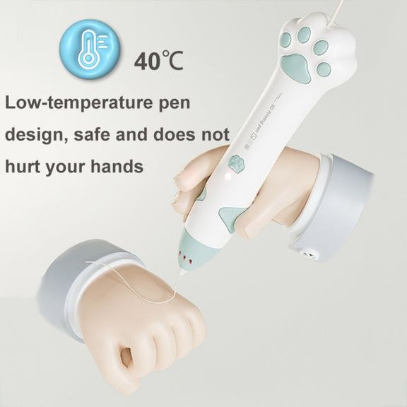 Cat Claw USB Charging Low Temperature 3D Printing Pen Children DIY Graffiti 3D Painting Pen(Mint Green)