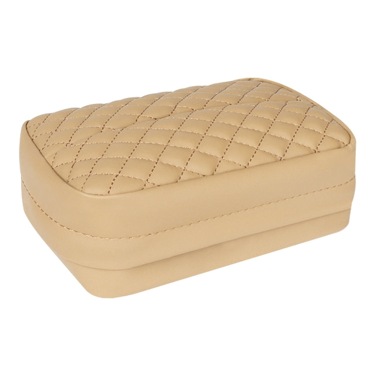 Car Sun Visor Armrest Box Back Hanging Tissue Box(Beige)