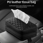 Car Sun Visor Armrest Box Back Hanging Tissue Box(Brown)