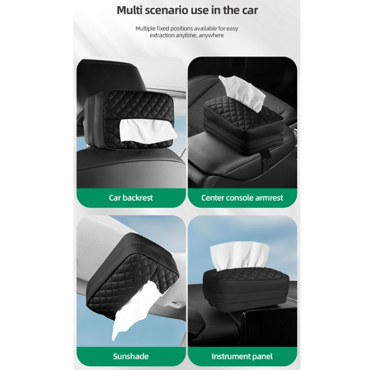 Car Sun Visor Armrest Box Back Hanging Tissue Box(Black)