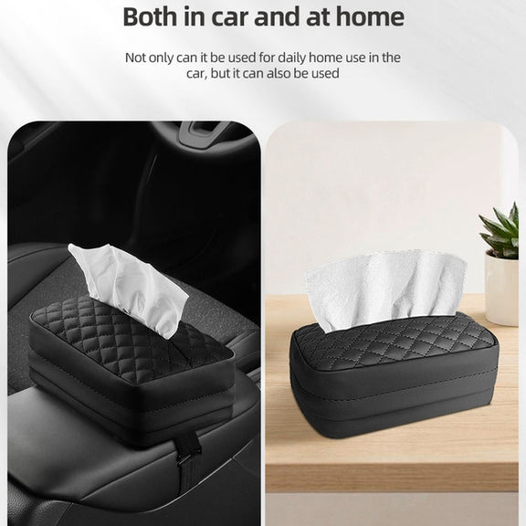 Car Sun Visor Armrest Box Back Hanging Tissue Box(Brown)
