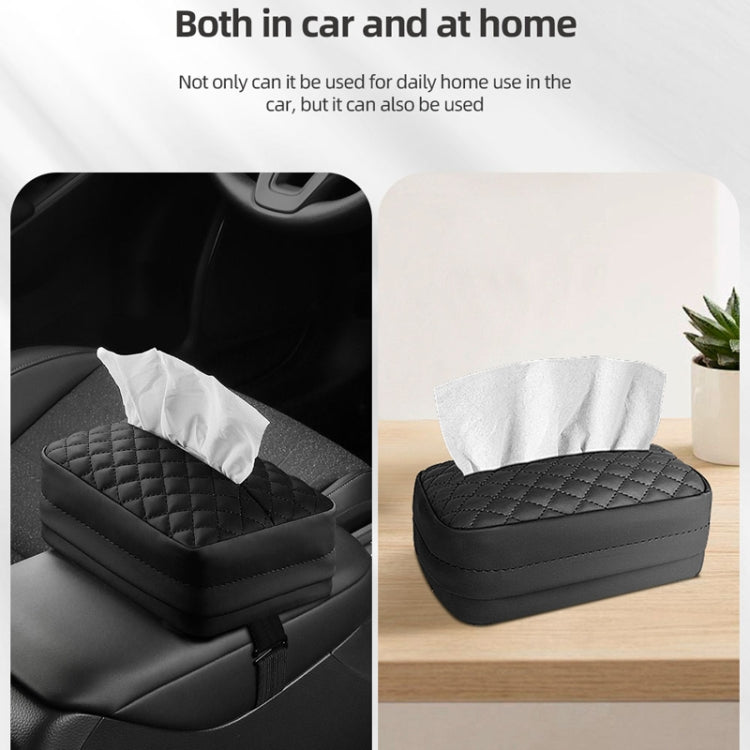 Car Sun Visor Armrest Box Back Hanging Tissue Box(Beige)