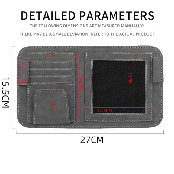 Car Sun Visor Bill Holder Glasses Clip Storage Bag(Grey)