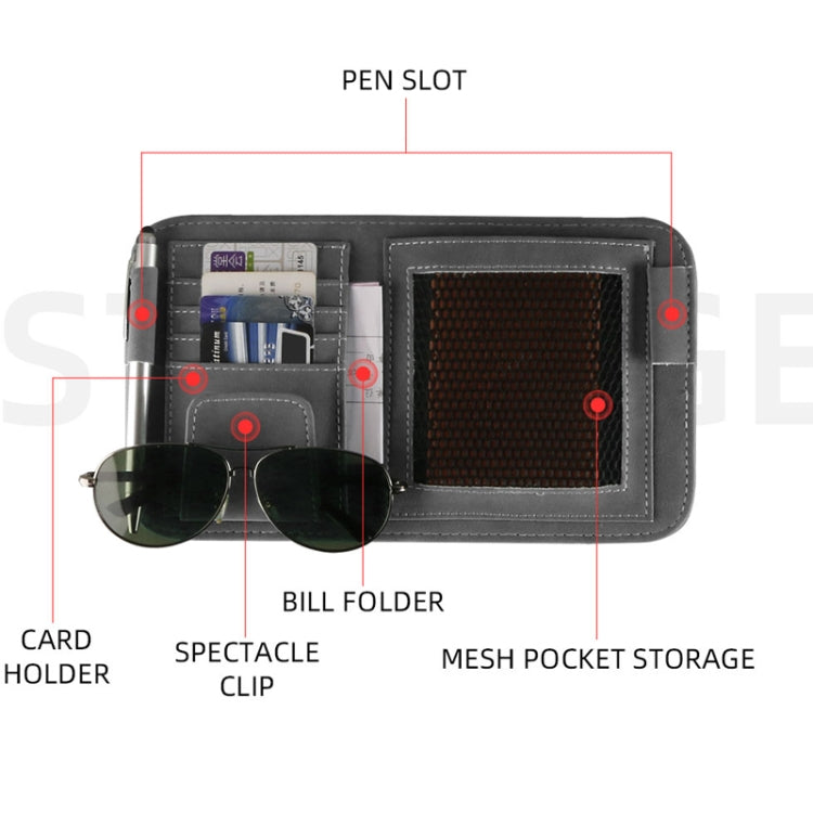 Car Sun Visor Bill Holder Glasses Clip Storage Bag(Grey)
