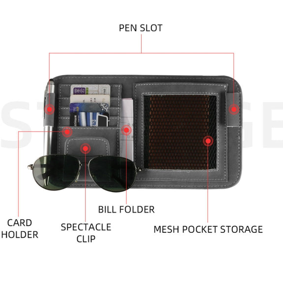 Car Sun Visor Bill Holder Glasses Clip Storage Bag(Blue)