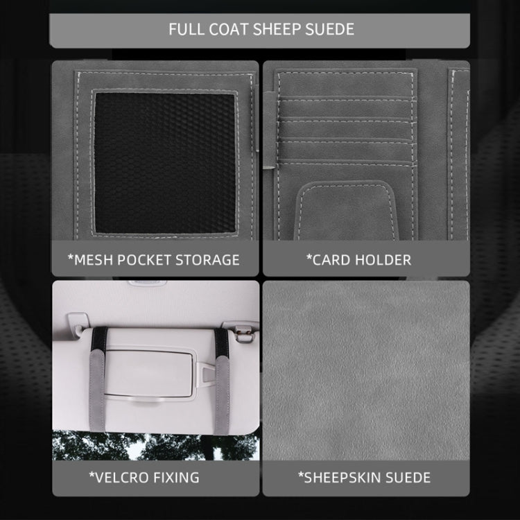Car Sun Visor Bill Holder Glasses Clip Storage Bag(Grey)
