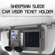 Car Sun Visor Bill Holder Glasses Clip Storage Bag(Brown)