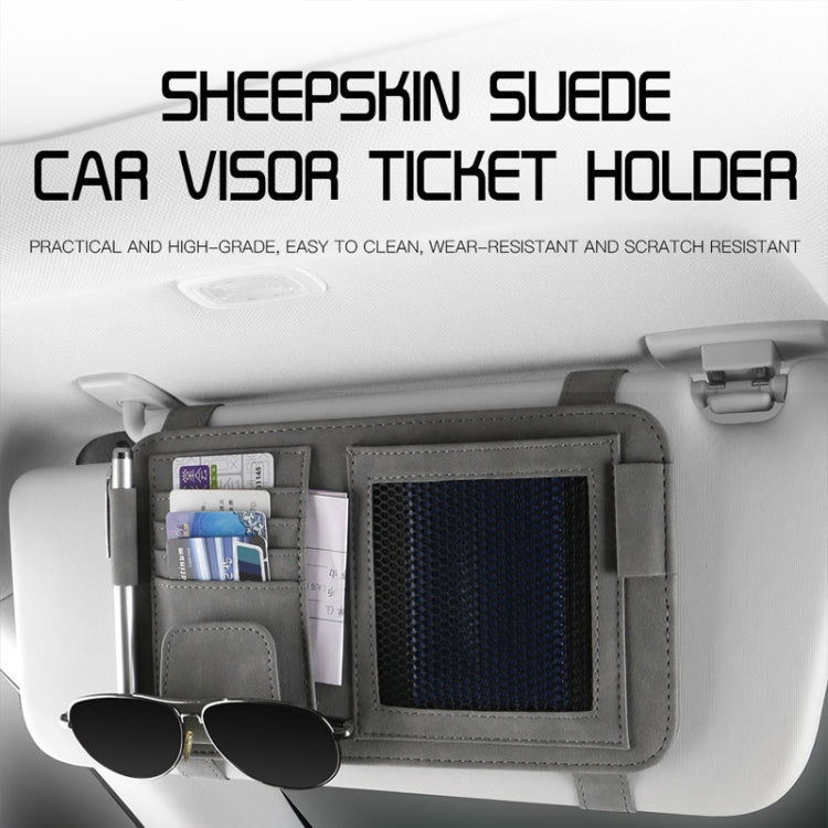 Car Sun Visor Bill Holder Glasses Clip Storage Bag(Brown)