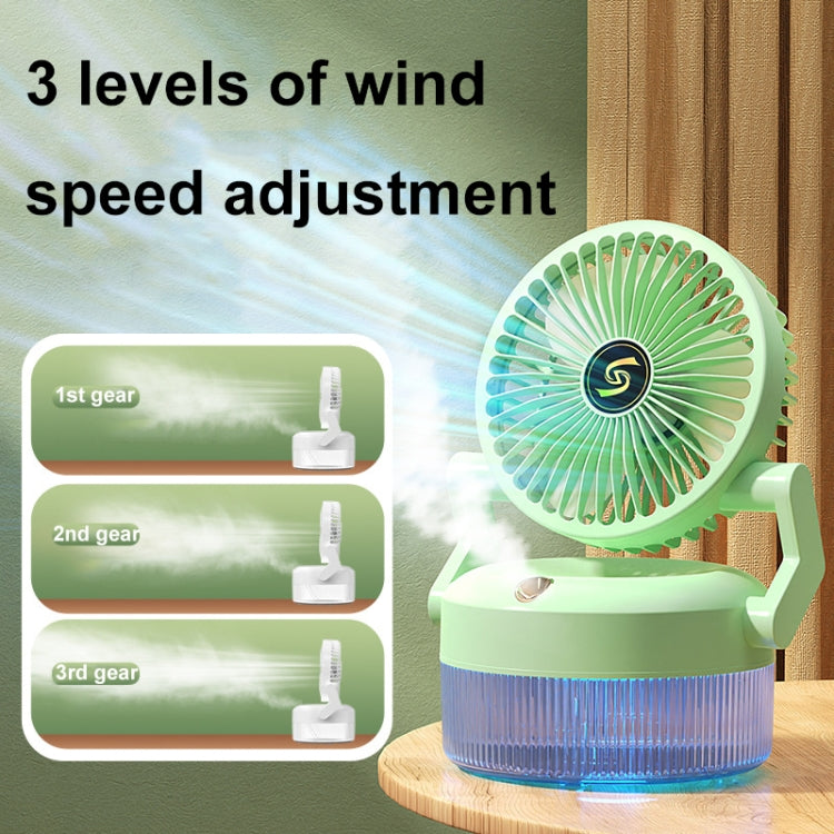 USB Charging Folding Desktop Spray Humidification Fan with Night Light(White)