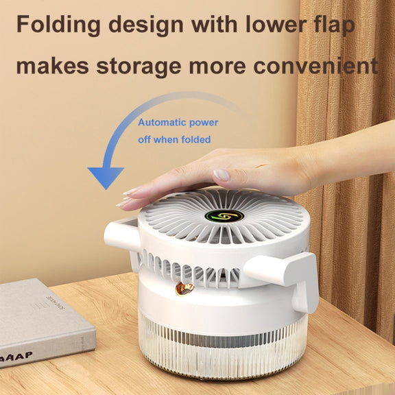 USB Charging Folding Desktop Spray Humidification Fan with Night Light(White)