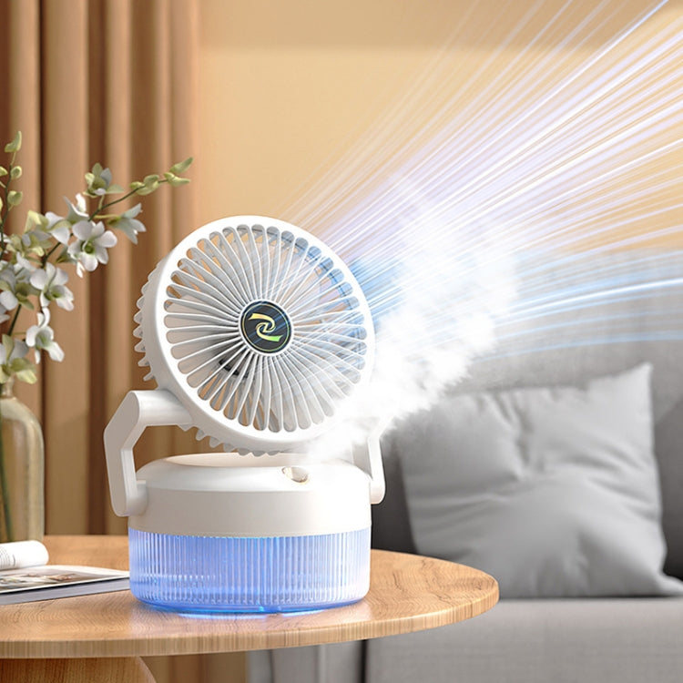 USB Charging Folding Desktop Spray Humidification Fan with Night Light(White)