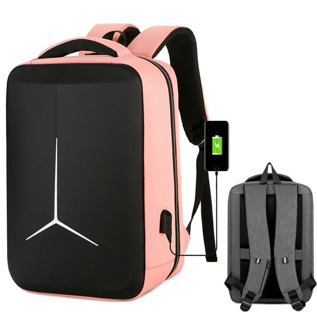 17 inch Multifunctional Water-resistant Business Sports Laptop Backpack with USB Port(Pink)