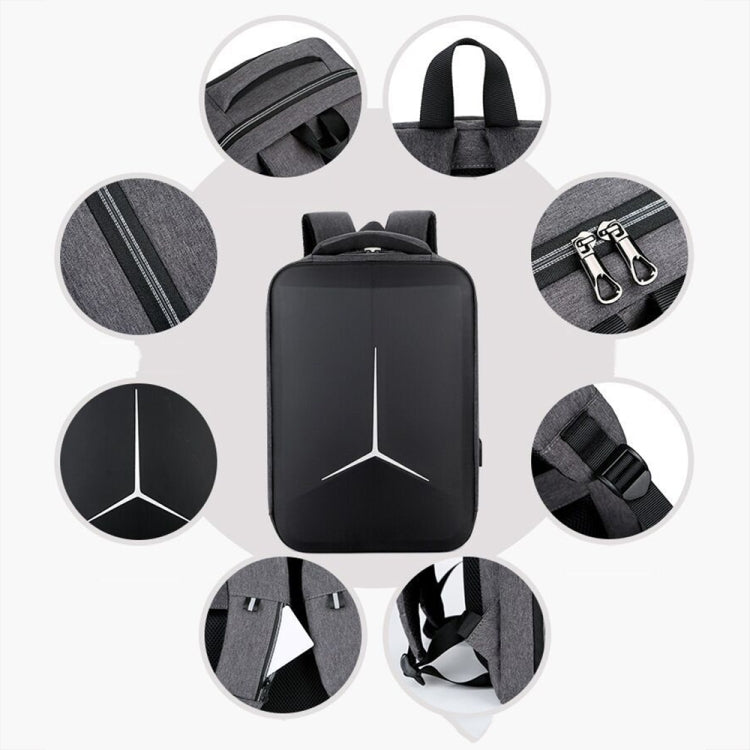 15 inch Multifunctional Water-resistant Business Sports Laptop Backpack with USB Port(Black)