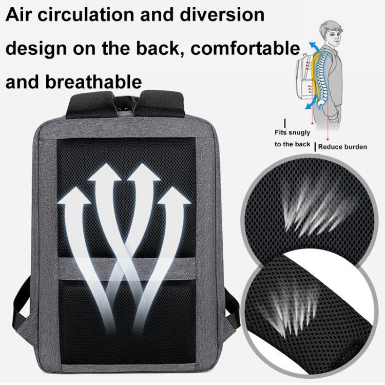 17 inch Multifunctional Water-resistant Business Sports Laptop Backpack with USB Port(Black)