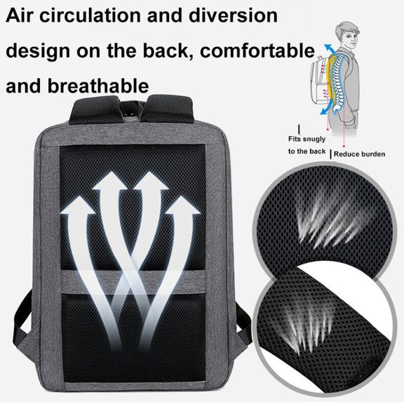 17 inch Multifunctional Water-resistant Business Sports Laptop Backpack with USB Port(Black)