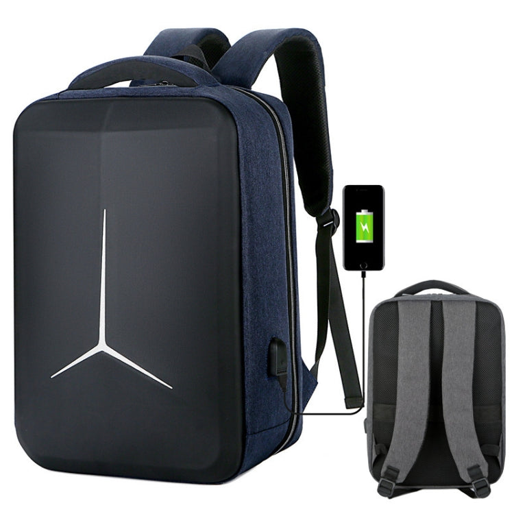 15 inch Large-Capacity Water-resistant Business Commuter Laptop Backpack with USB Port(Simplified Blue)