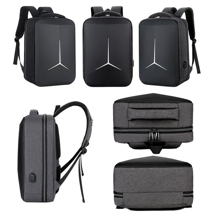15 inch Large-Capacity Water-resistant Business Commuter Laptop Backpack with USB Port(Simplified Black)