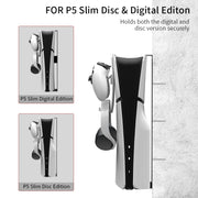 For PS5 Slim JYS-P5193 Console Wall Mount Hanging Storage Rack With Headphone Grip Organizer(Black)