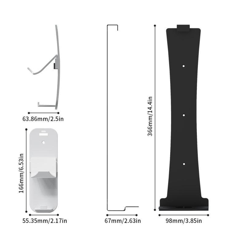 For PS5 Slim JYS-P5193 Console Wall Mount Hanging Storage Rack With Headphone Grip Organizer(Black)