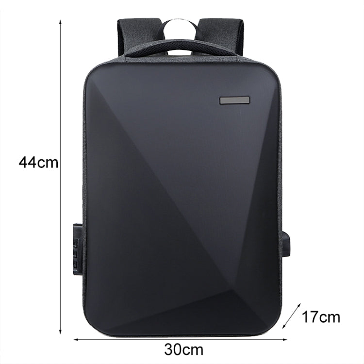 16 inch Large Capacity Password Lock Anti-Theft Laptop Backpack With USB Port(Black)