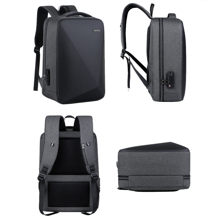 16 inch Large Capacity Password Lock Anti-Theft Laptop Backpack With USB Port(Black)