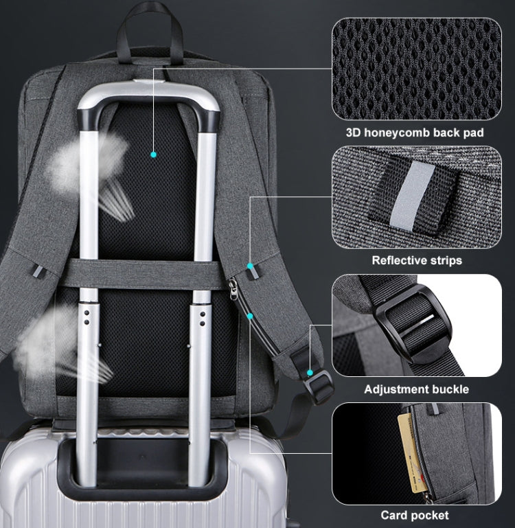 16 inch Large Capacity Password Lock Anti-Theft Laptop Backpack With USB Port(Dark Gray)