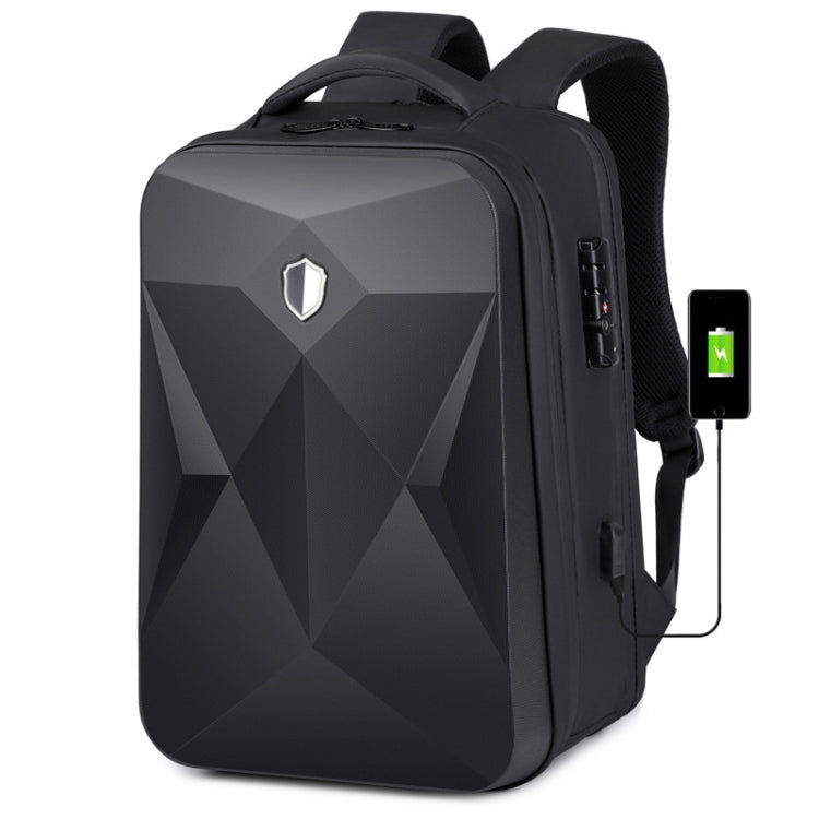 17 inch Password Lock Large Capacity Water-resistant Laptop Backpack with USB Port(Black)