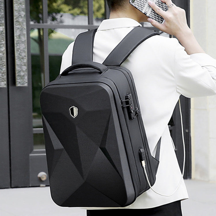 17 inch Password Lock Large Capacity Water-resistant Laptop Backpack with USB Port(Dark Gray)