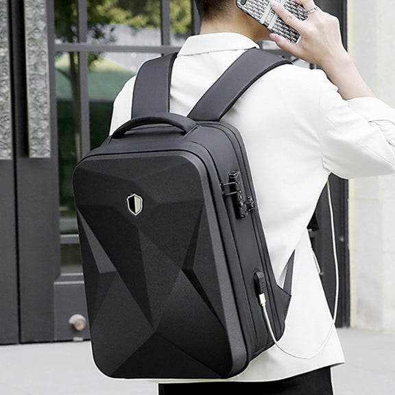 17 inch Password Lock Large Capacity Water-resistant Laptop Backpack with USB Port(Dark Gray)