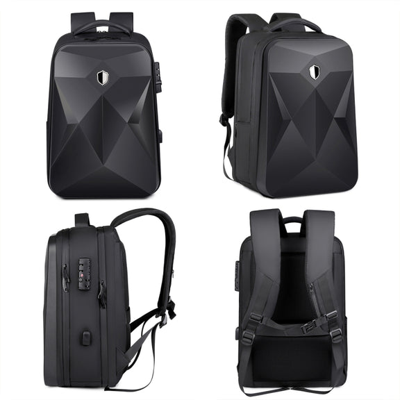17 inch Password Lock Large Capacity Water-resistant Laptop Backpack with USB Port(Dark Gray)