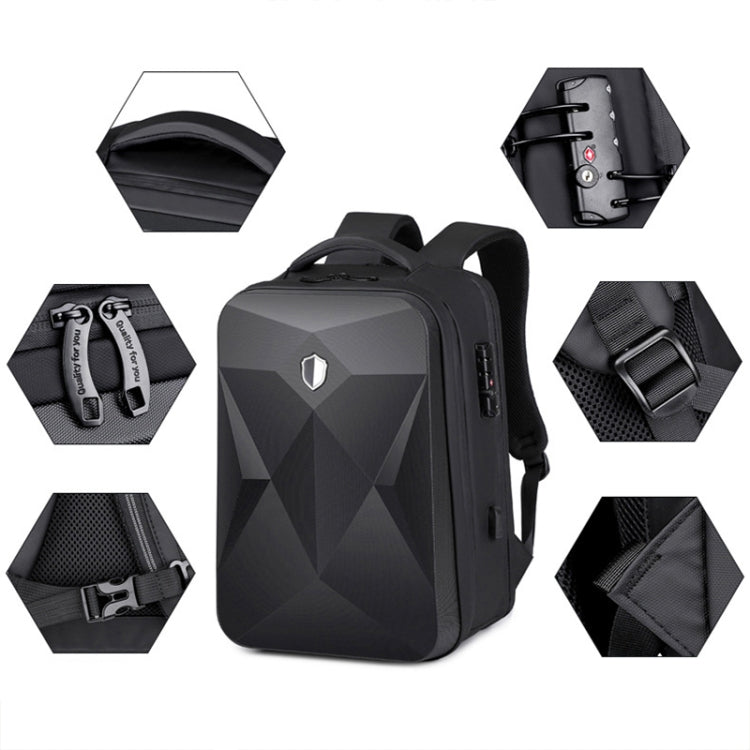 17 inch Password Lock Large Capacity Water-resistant Laptop Backpack with USB Port(Dark Gray)