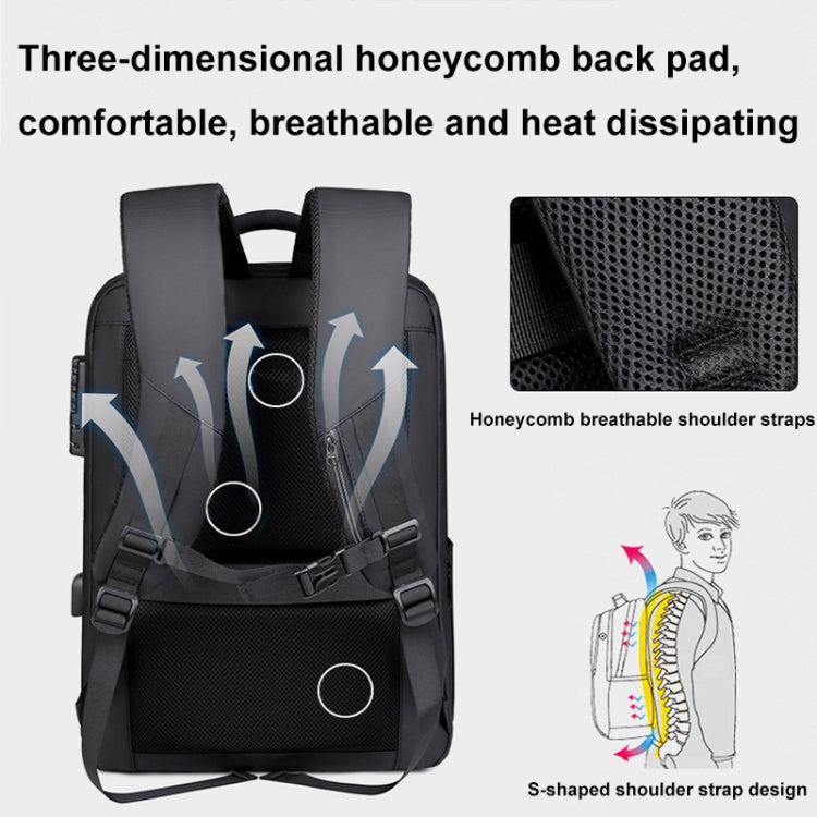 17 inch Password Lock Large Capacity Water-resistant Laptop Backpack with USB Port(Dark Gray)