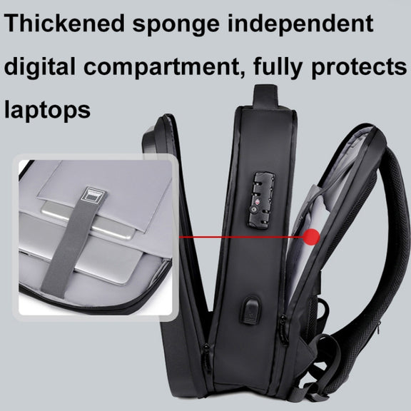 17 inch Password Lock Large Capacity Water-resistant Laptop Backpack with USB Port(Dark Gray)