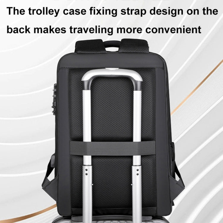 17 inch Password Lock Large Capacity Water-resistant Laptop Backpack with USB Port(Dark Gray)