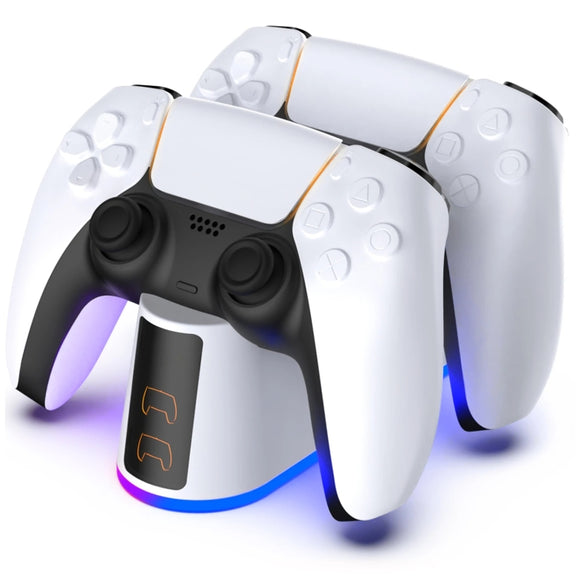 For PS5 Handle Charger Colorful Grip Double Fast Charging LED Lamp Seat Charger