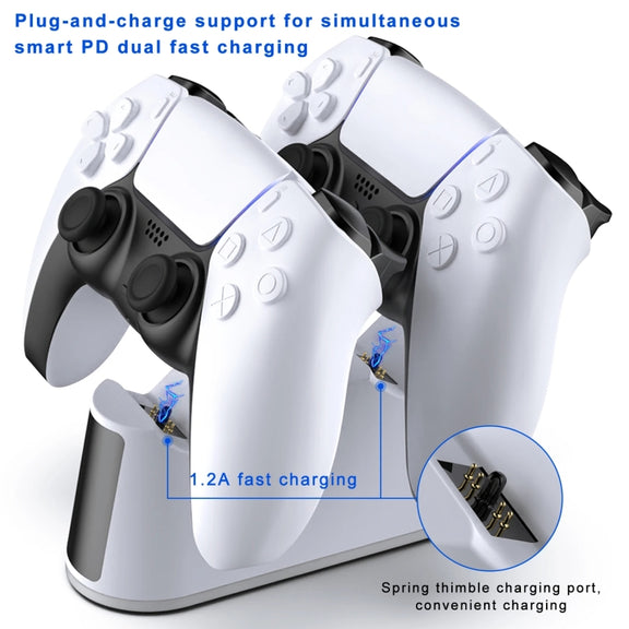 For PS5 Handle Charger Colorful Grip Double Fast Charging LED Lamp Seat Charger